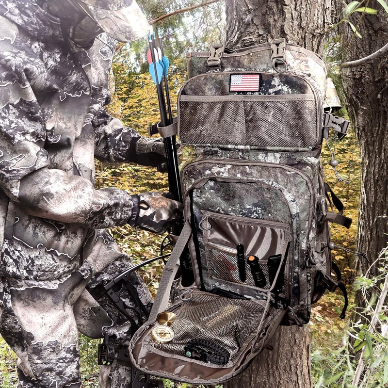 FunVZU Hunting Backpacks for Men,Saddle Hunting Bag with Bow Holder, Large Compound Bow Hunting Backpack & Duffle Bags - Image 2